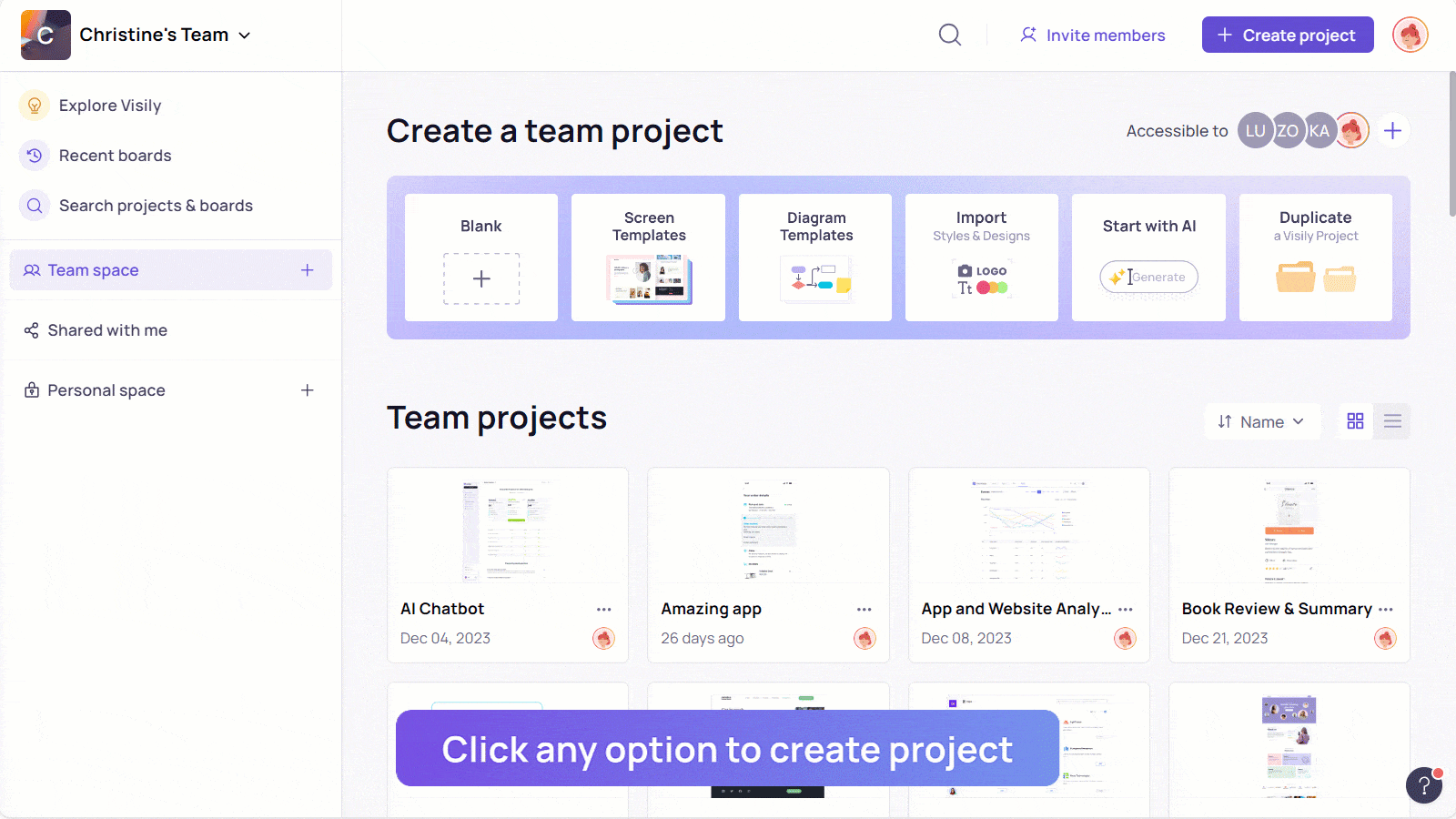 Where to create projects 1 min