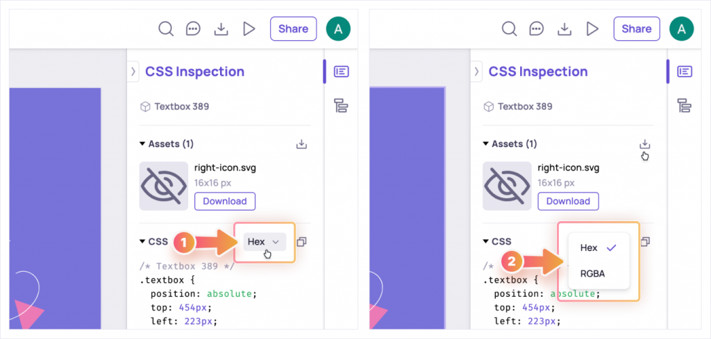 Inspect Design 3 Hex dropdown