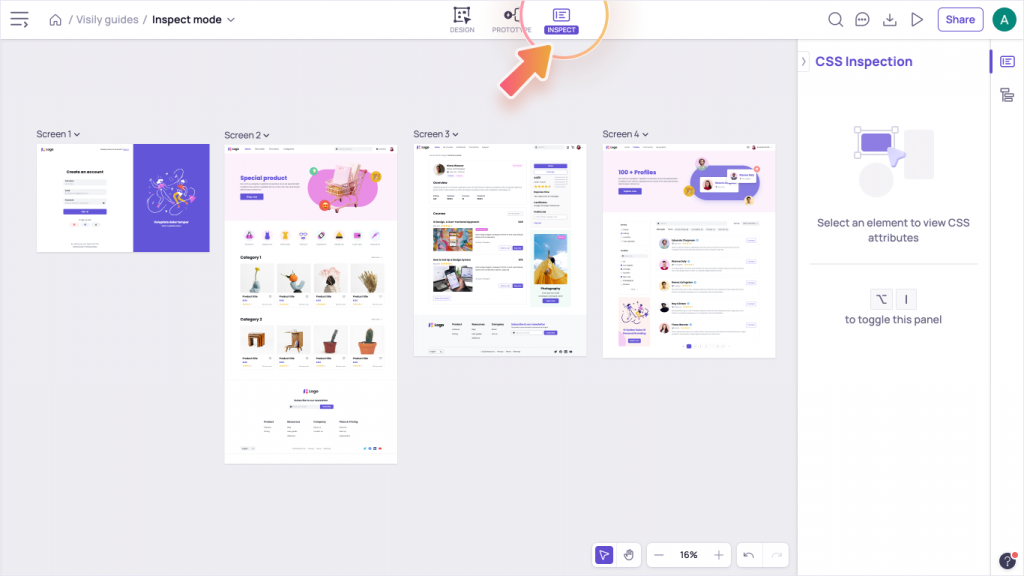 Inspect Design 1 Inspect mode