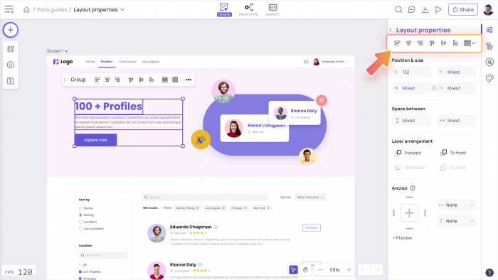 Layout Properties Visily