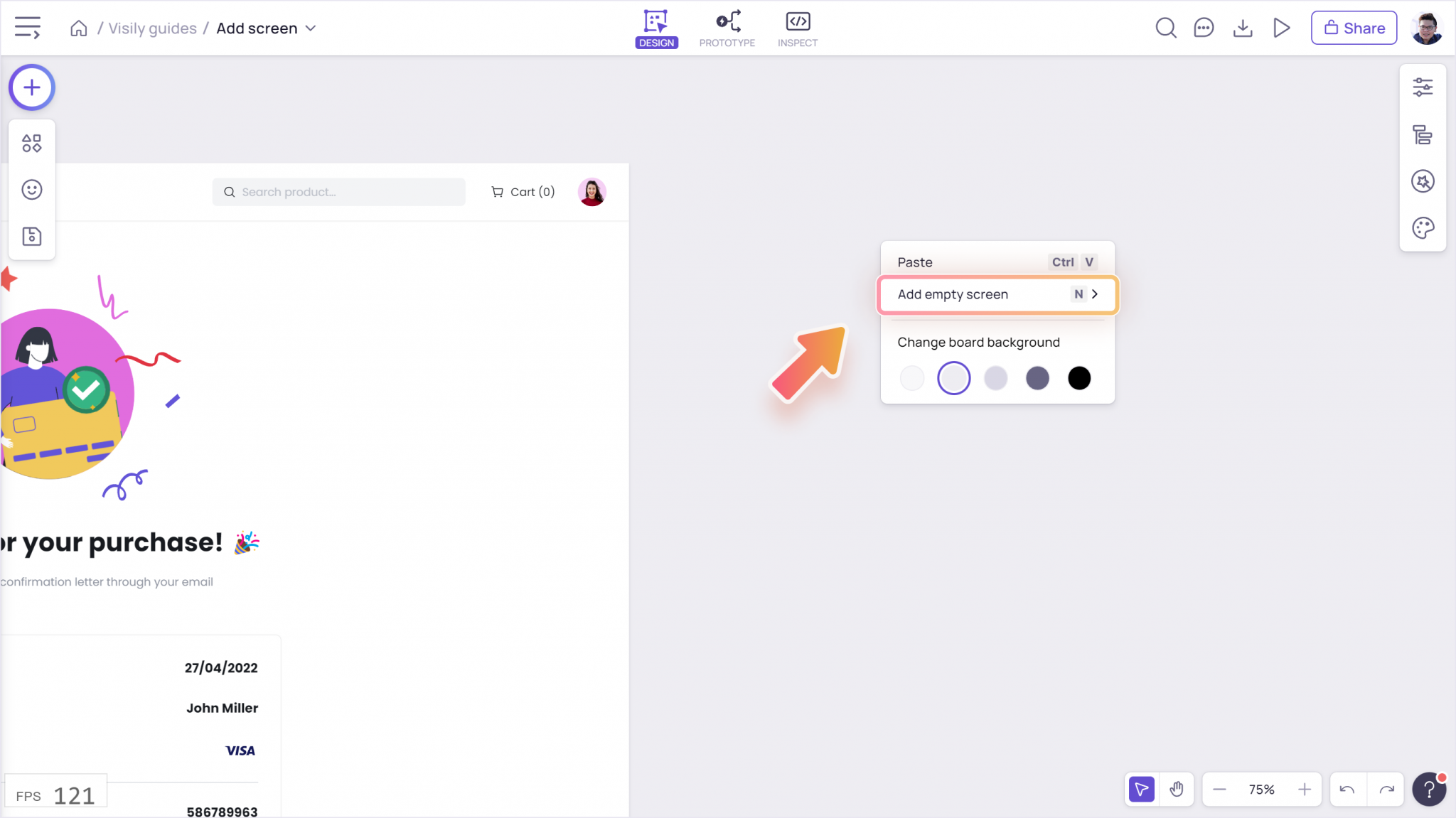 Add New Screens Visily