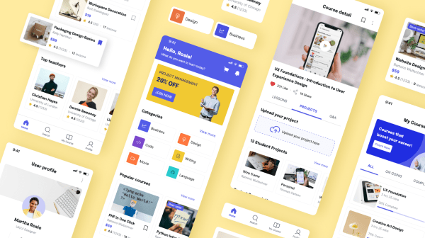 9 Free Mobile App Design Templates 6 E learning App