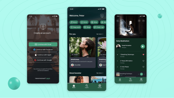 9 Free Mobile App Design Templates 3 Relaxation & Meditation App Template