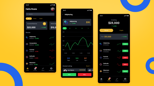 9 Free Mobile App Design Templates 11 Stock Crypto Investment App