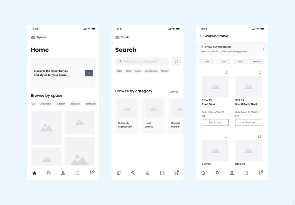 Mid Fidelity Wireframes