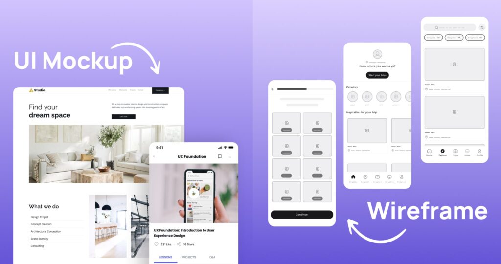 UI mockup vs wireframe