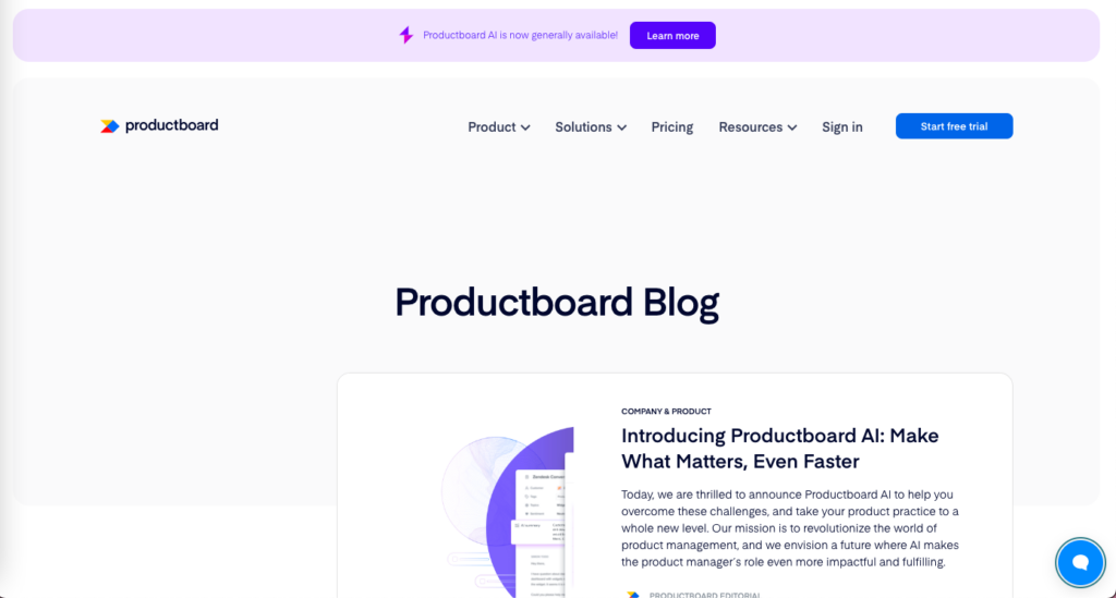 The Productboard blog home page