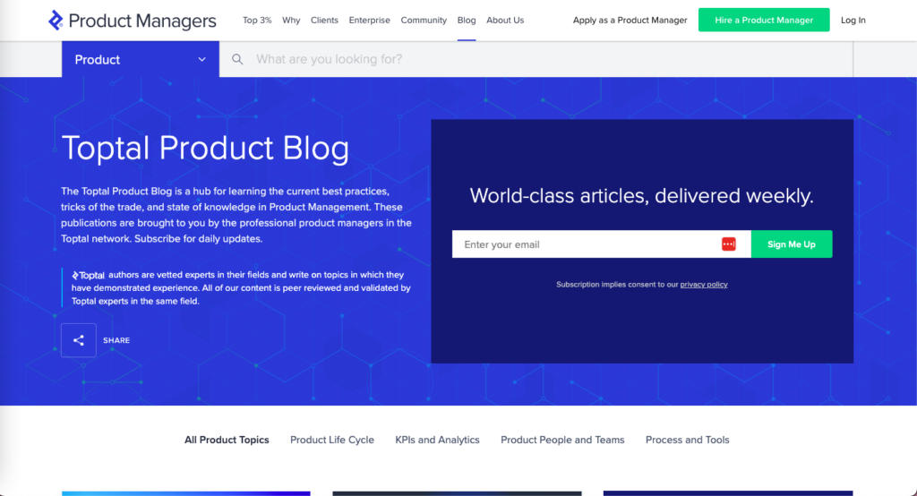 Toptal Blog Home Page