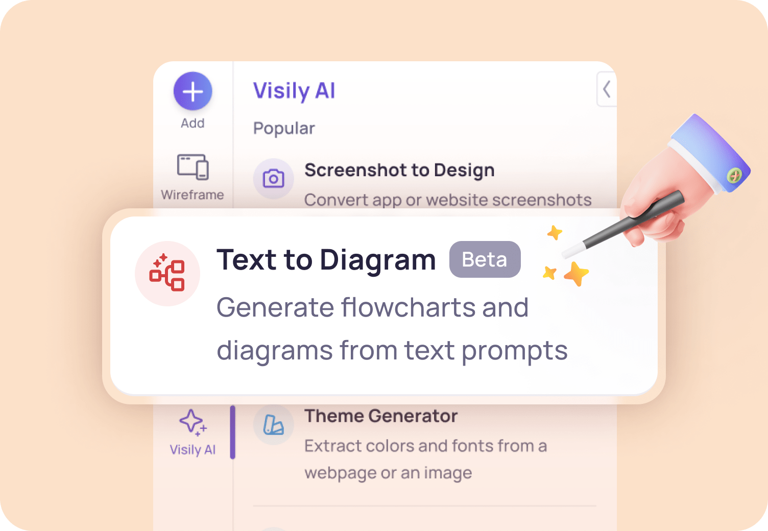 Select Text to Diagram in the Visily AI panel min