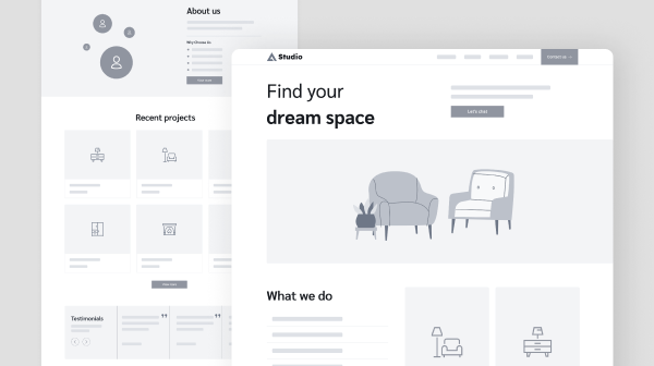 Interior Design Website Wireframe Template - Visily