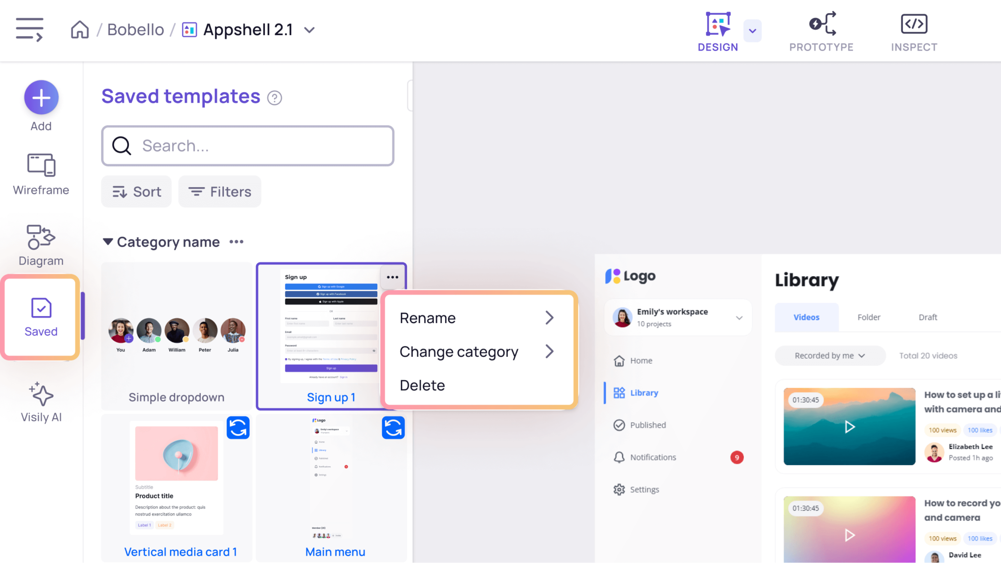 Saved Templates Visily