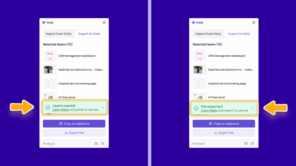 Copy to clipboard or Export file