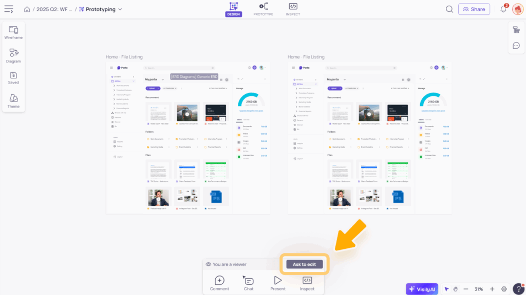 Invite and Share in Visily 10 H3 Additional permissions on Workspace level For workspace members only 1