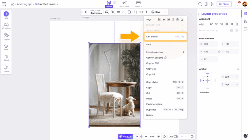 Layout Properties 10 H4 How to view anchor settings of an element 1
