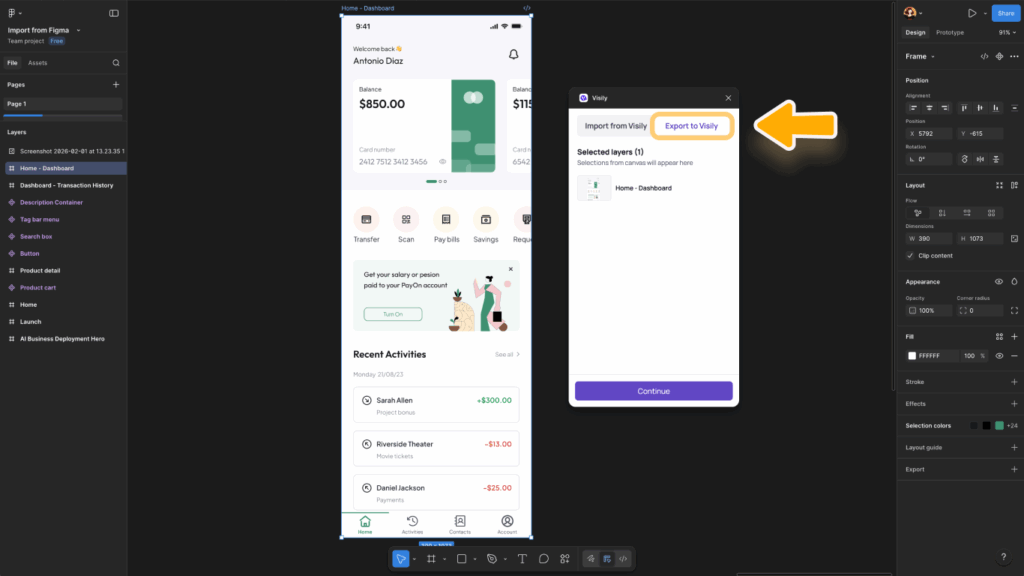 Import your Figma designs to Visily