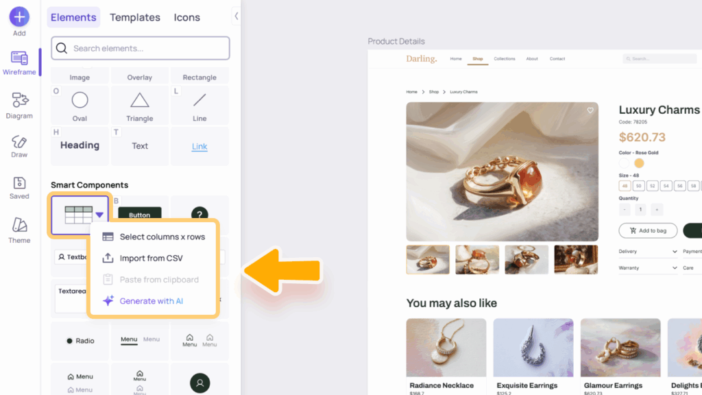 Wireframe Library 8 table