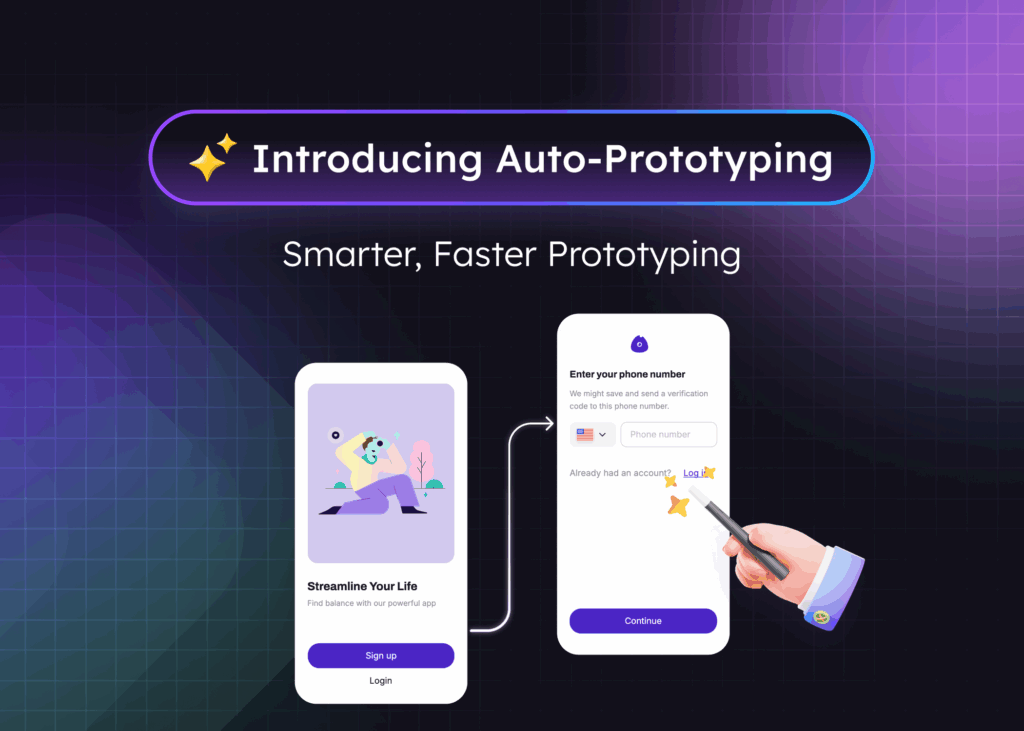 Visily's Auto-Prototype feature generating interactive prototypes from wireframes.
