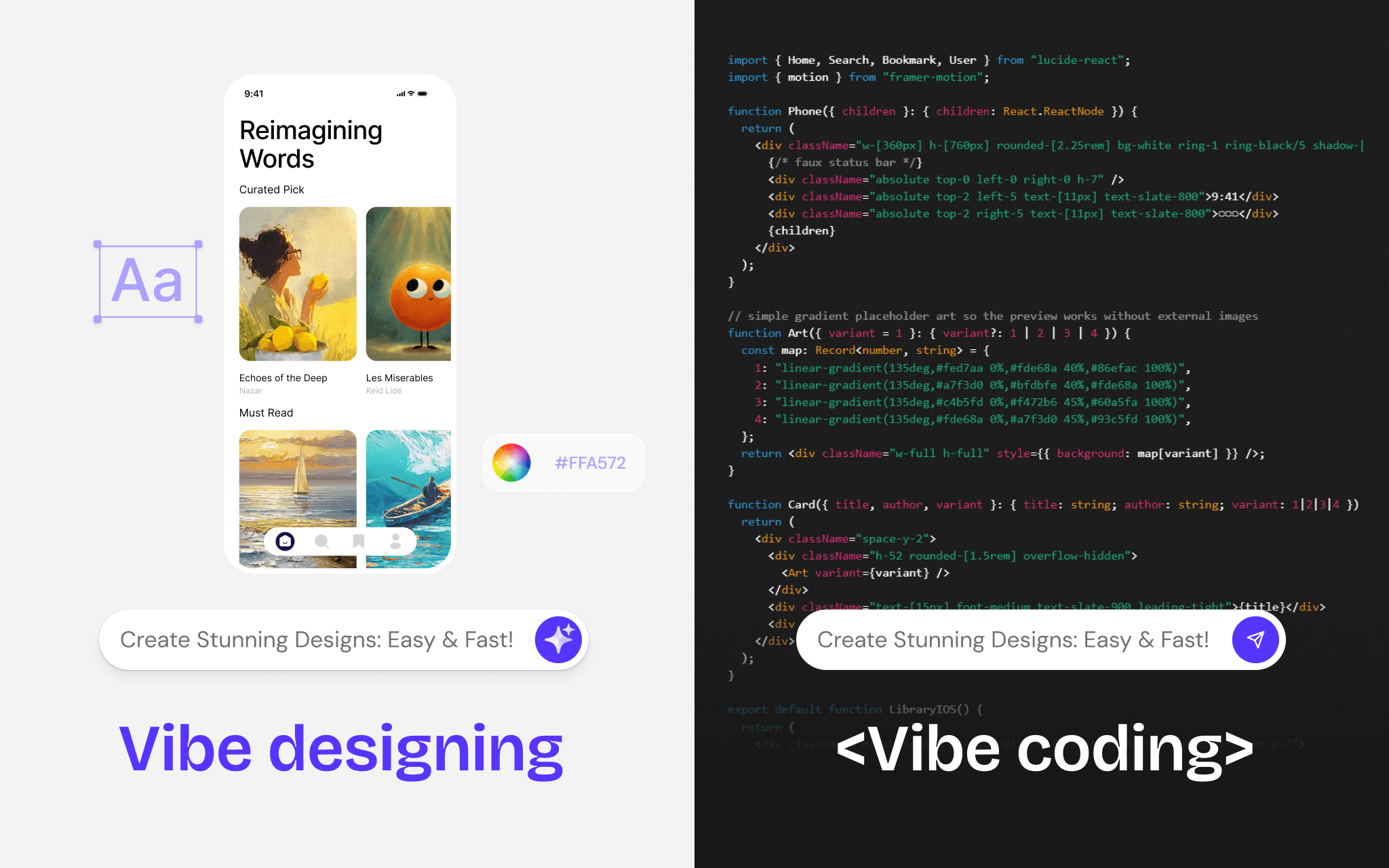 What is Vibe Designing? The UI Design Approach for Designers and Non-Designers Alike 3 Vibe designing vs. vibe coding explained in simple terms