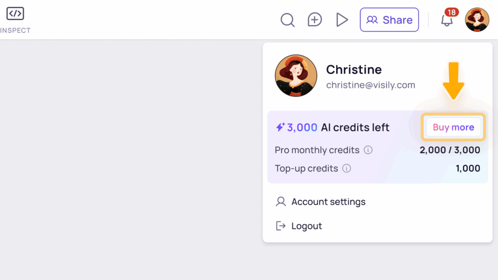 Visily AI Credit Top-Up 6 H3 As a Non Admin Member