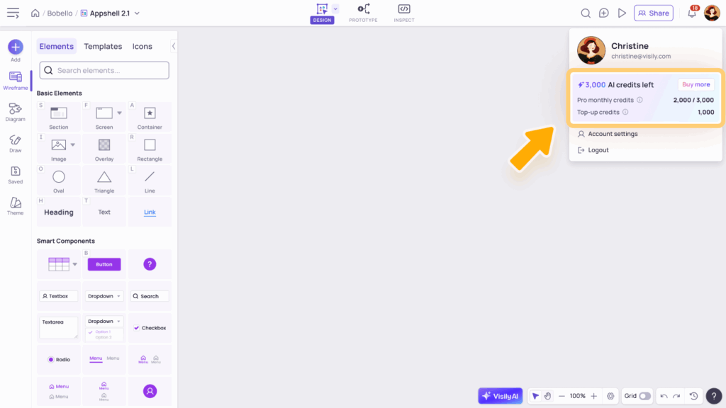 Visily AI Credit Top-Up 2 H3 Usage Priority