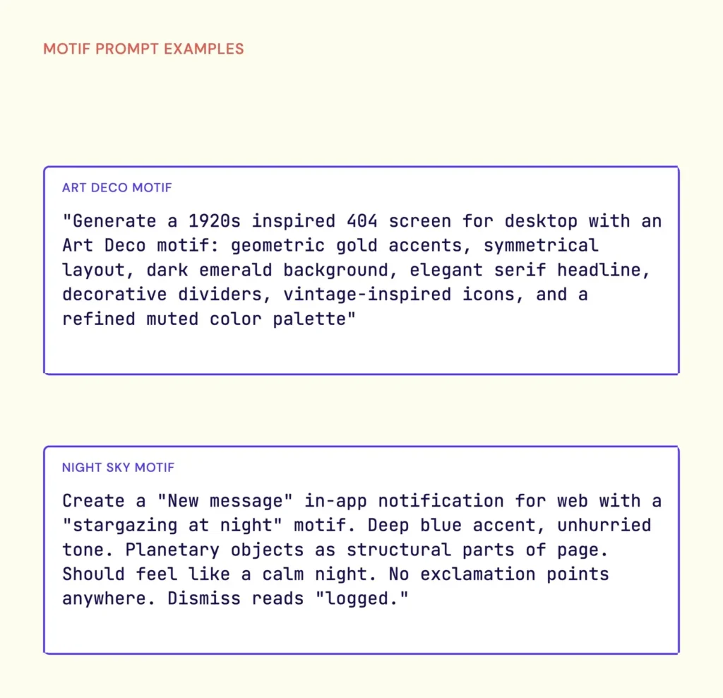 Example prompts using motifs