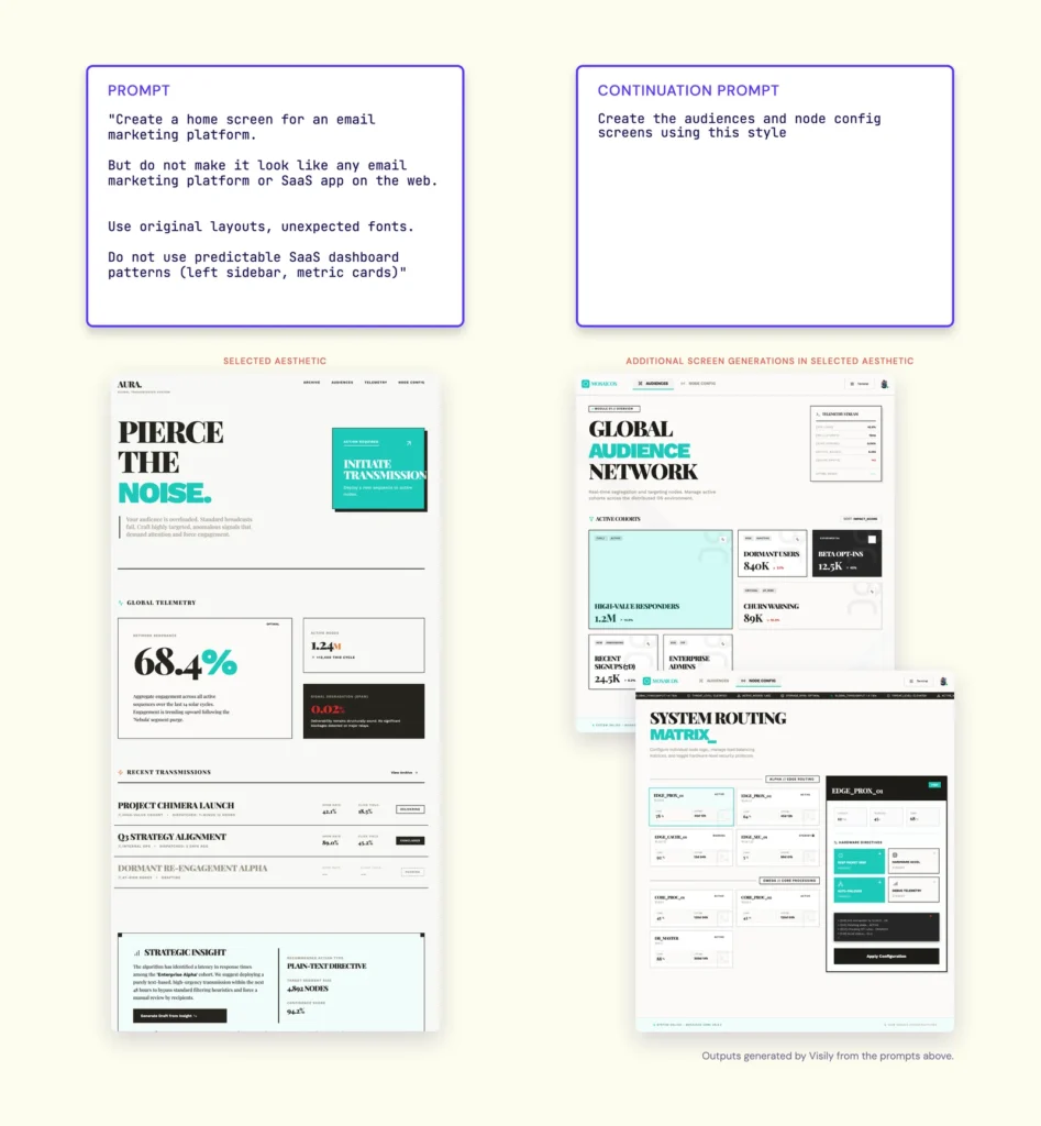 Example aesthetic developed with open-ended, non-prescriptive prompt.