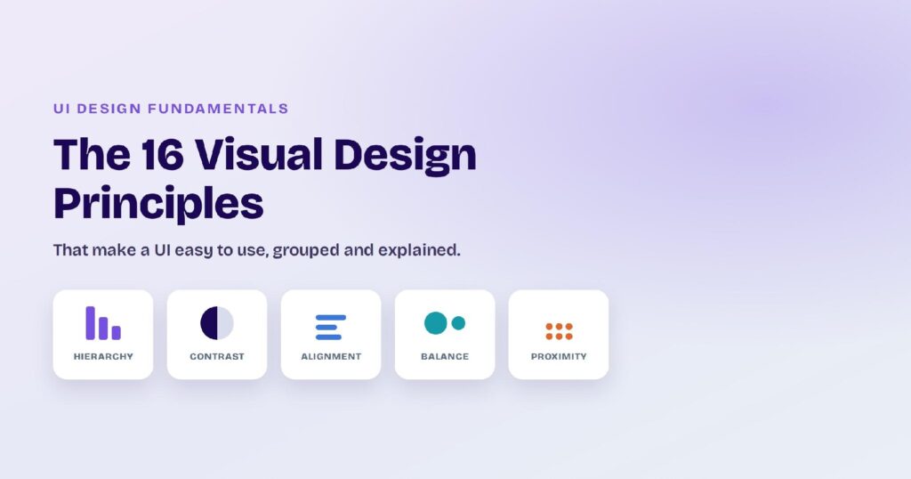 The visual design principles are the rules that turn a pile of elements into a UI people can read.