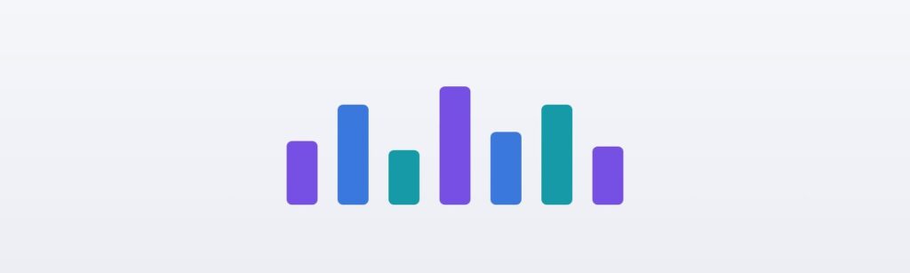 Rhythm in UI design: evenly spaced bars of varying height. Rhythm sets a repeated visual beat through even spacing.
