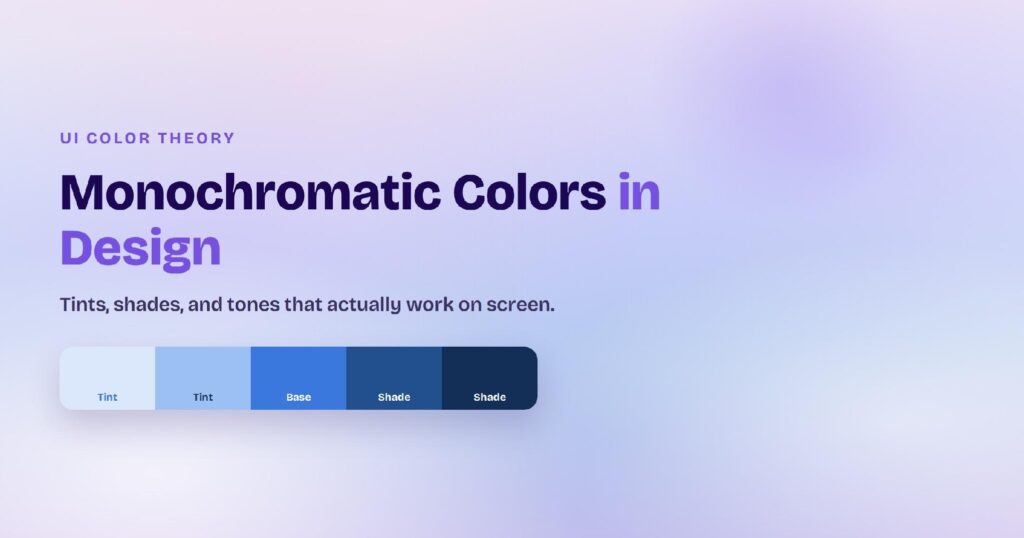 The monochromatic method in one strip — a single blue hue stretched from light tints, through the base, to dark shades.